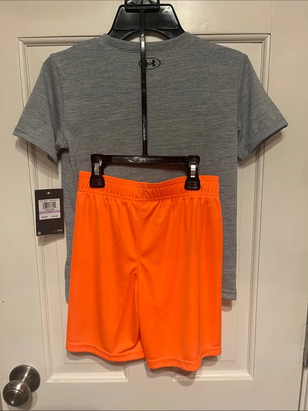 NWT under armour boys short set - size 6 orange blast new